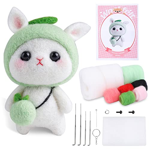 BAGERLA 1 Set Animal Needle Felting Kit, Wool Needle Felting Beginner Kits with Instructions and Needle Felting Basic Tools, Needles, Felting Foam Mat, Key Chains Needle Felting Starter Kit