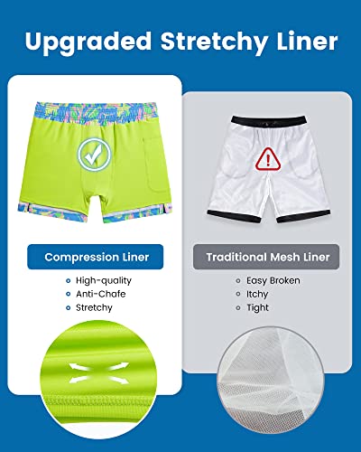 Image of maamgic Mens Swim Trunks with Compression Liner 5 Inch, Quick Dry Bathing Suit with Zipper Pockets, No-Chafing Swim Shorts