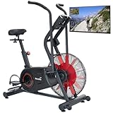 Skandika Airbike Cykling Air | Heimtrainer mit Luftwiderstand, Ganzkörper-Workout für Zuhause, 7 Trainingsprogramme inklusive manuellem Intervalltraining, HIIT, bis 135 kg, bis 200 cm | Spinning Bike