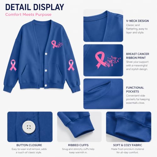 Breast Cancer Awareness Sweatshirt Women Oversized Button Down Jacket - image 6