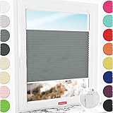 Schuette® Plissee ohne Bohren zum Kleben ● Premium Kollektion: Silver Frost (Grau) ● 20x150cm (Breite x Höhe) ● Suprafix Faltrollo Klebehalterung ● Bequeme Rollo Montage inkl. Video