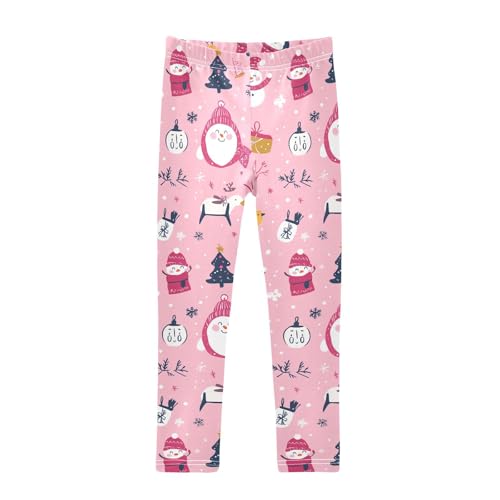 KLL Cute Cartoon Character and Christmas Elements Pink Toddler Girls' Legging Fashion High Waisted Sweatpants Gym