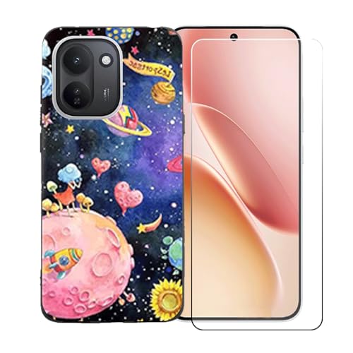 CongJiaLingXi�P�[�X�K�p �� Vivo iQOO Z11 (6.83") �K�p �� �d�����ꂽ�K���X�X�N���[���v���e�N�^�[�A�_�炩���V���R�[���V�F���o���p�[�h�Ռ�TPU�ی�J�o�[�������,LLM38
