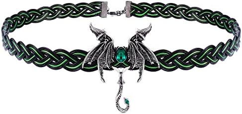 Coteeza Viking Circlet Headpiece Fairy Elf Crown Bairded Tiara Handmade Headband Green Rhinestone Celtic Headband Wing and Angel Cosplay Costume Men Royal Wreath for Women Men Party