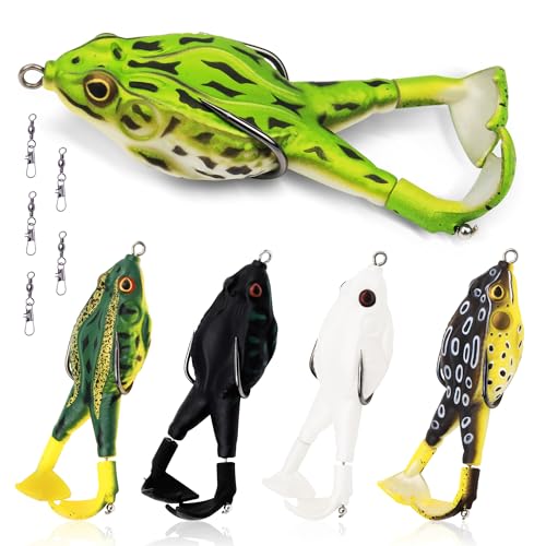 Topwater Soft Frog Bass Fishing Lures Kit, Double...
