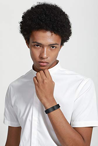 Memediy Custom Name Bracelet Personalized Engraving For Men Women Rubber Silicone Sport Wrist Identification Id Tag Stainless Steel Bracelet Adjustable (Black Color) #TOP3