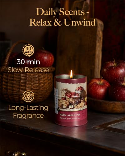 Image of M&SENSE Warm Apple Pie Scented Soy Fall Candles, 11.3 oz