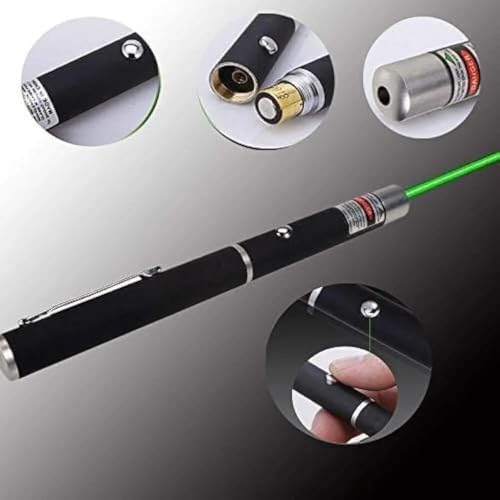 Image of J.M Party & Fun Green Laser Pointer Pen - Long Range High Visibility Laser Beam with Pocket Clip, Anti-Slip Grip & Push Button for Presentation, Teaching & Astronomy (Battery Not Included)