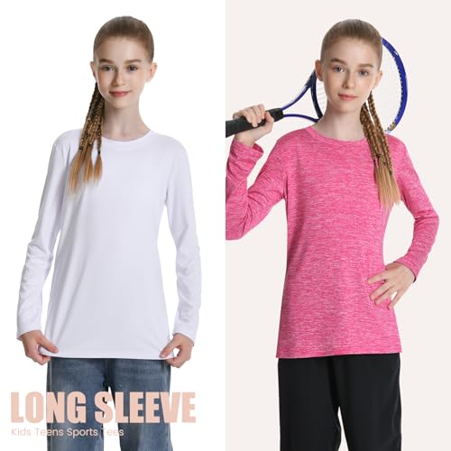 Star Vibe 5-Pack Girls Long Sleeve Athletic Shirts Dry Fit Crew Neck Active Performance T-Shirts for Kids Teens Workout Tops2
