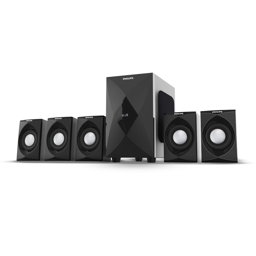 Philips MMS5634/94 5.1 Bluetooth Speaker System for Home, 100W Multimedia Speakers with Powerful woofer, Wireless Audio Streaming, Surround Sound Speakers for TV, Laptop with Remote Control (Black)-image-49