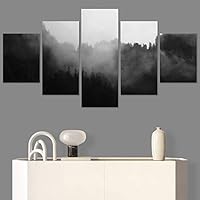SIGNWIN 5 Panel Canvas Wall Art Foggy Scenery for Home Decorations Ready to Hang - 60