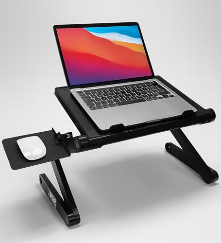 Bestfor Laptop Stand with USB Fan & Mouse Holder – Lightweight, Versatile, Robust Adjustable Folding Stand for Home, Office, Musicians, DJs & Gaming Consoles