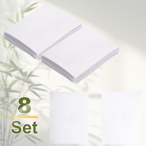 Image of HARFINGTON 8set Hook and Loop Strips with Adhesive 4.3 inchx6 inch Double Sided Hook and Loop Tape Nylon Self Sticky Fastener for Home Office Car, White
