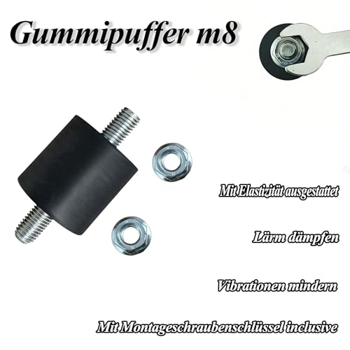 4er-Set Schwingungsdämpfer M6 mit Schraubenschlüssel, geeignet für Klimaanlagen-Gummipuffer, Dieselmotoren und weitere Gummipuffer M6 – reduziert wirksam Stoßschäden. (4 Stück, M6)