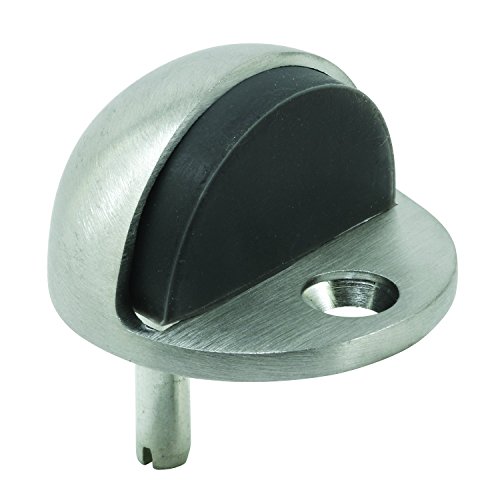 Prime-Line J 4544 Floor Mount Door Stop, Dome Type, 1 in Tall, Solid Brass with Brushed Chrome Finish, Pack of 1