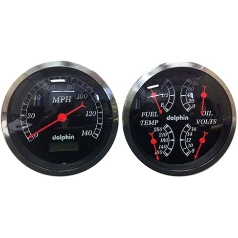 Dolphin Gauges -5" Electronic Quad Gauge Set - Black Cover