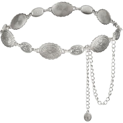 Ya en mundofriki.es: DRESHOW Cinturón Metálico Occidental con Concho Mujer Cadena Cinturon Cowgirl Cadena Ajustable Vintage Plateada para Mujer para Vestidos Vaqueros y Conciertos Country
