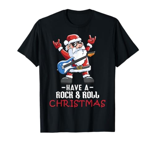 Chitarra rock and roll, Babbo Natale, ROCK, amante della musica Maglietta