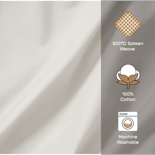 Image of SleepyCat Sateen Duvet Cover | 100% Cotton | 300TC Sateen Weave with Corner Ties & Zipper Closure | Oeko-TEX & AZO Free - Ivory (Single Size, 90x60 Inches)