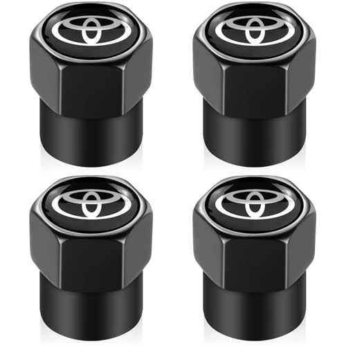 Tire Valve Stem Caps Compatible for Toyota Series Stem Cap Universal Car Air Cover Car Accessories for Cars SUV Truck Motorcycles Black 4pcs