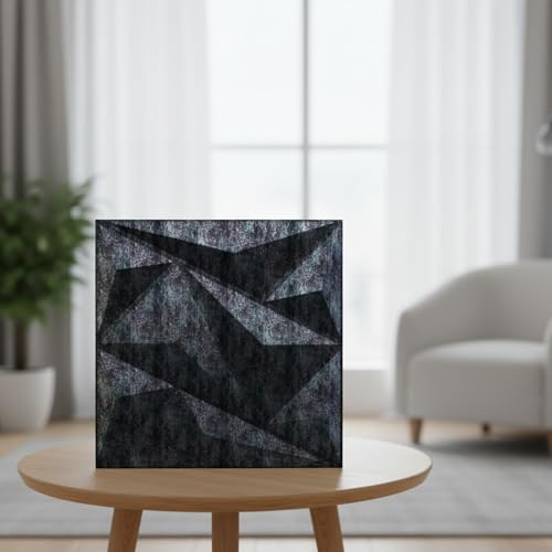 Image of Kayra Decor Wall Panels for Bedroom Alps Design, Thunder Black Color 19.7 inch x 19.7 inch (Pack of 18) - Covers 48.51 Sq. Ft.
