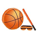Uonlytech Piñata de Baloncesto para Fiesta Infantil Resistente Cartón Alta Durabilidad Decoración Deportiva con Cuerda para Colgar y Sorpresas Cumpleaños