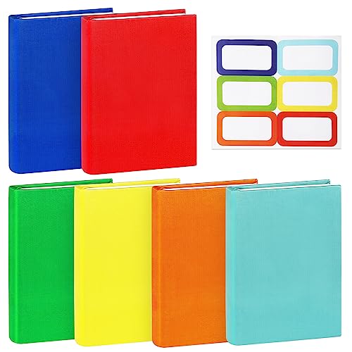 Gloween Stretchable Book Covers, Book Protector for Hardcover Books Up to 9\" X 11\" Washable Reusable Textbook Cover with Label, Book Sox for Office School Supplies (Rainbow Colors)