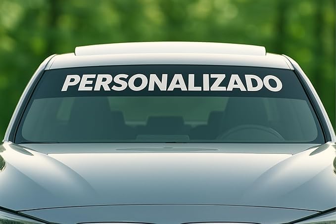 Pegatina para Parabrisas Personalizable de Coche, Texto Personalizable, Deportivo, Tira Solar.