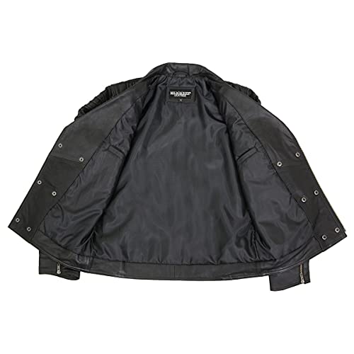 Milwaukee Leather SFM1885 Men's Black Leather Fashion Jacket with Piping Design3
