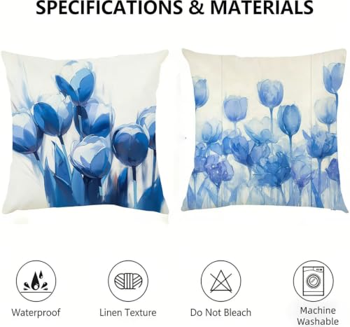 Housse de coussin bleu 45x45cm extérieur imperméable lot de 2 P-2885 - 6