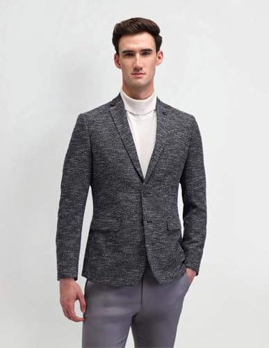Image of Arrow Textured Pattern Blazer for Men - Plain Weave, Six Pockets & Double Button Closure Single Breasted Mens Blazer