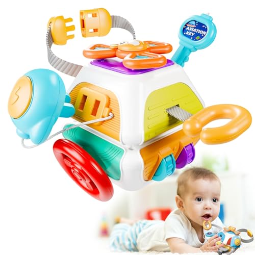 Briuhap Baby Busy Cube Toys, Montessori Sensory Travel Toys for Toddler 1-3 Year Old with 10 Educational Activities, Baby Toys 12-18 Months First Birthday Gift for Infant Boys Girls