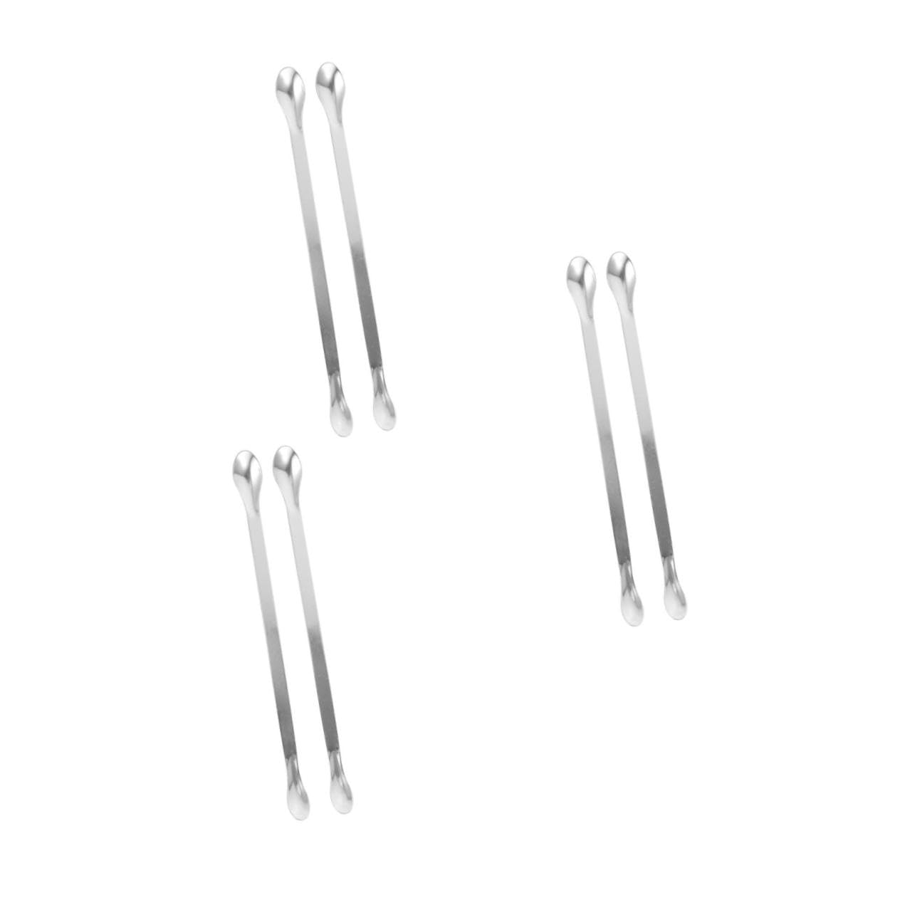 HOMOCONO 3sets Sundae Spoons Silverware Sampling Spoons Set Stainless Steel Double-Head Mixing Measuring Tools 2pcs*3