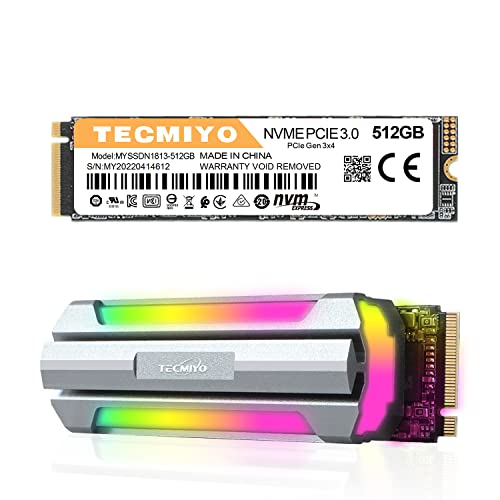 TECMIYO 512GB SSD NVMe M.2 2280 PCIe Gen3x4 (PCIe 3.0) 3600MB/s TLC 3D NAND Internal Solid State Hard Drive for Notebooks and PC Desktops Cover