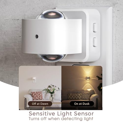 Image of Briignite Night Light Projector, RGB Color Changing Night Light for Kids, 180 Rotating Night Lights Plug into Wall, Dusk to Dawn Sensor, RGB Ambient Lighting for Gaming Room Gifts, White, 2 Pack