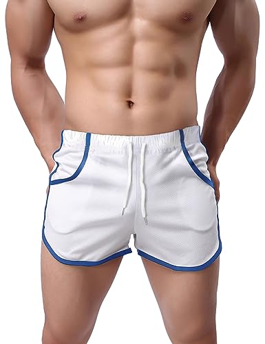 Short de sport pour course et natation GYMAPE blanc en maille léger taille M