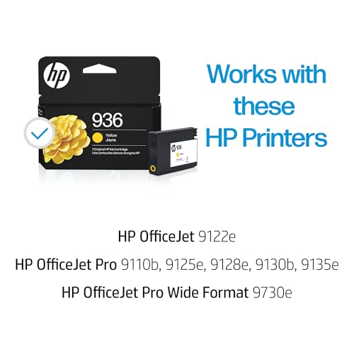 Image of HP 936 Yellow Ink Cartridge | Works with OfficeJet 9120, Pro 9110, 9120, 9130, Wide Format 9730 Series | Eligible for Instant Ink | 4S6V1LN | Packaging May Vary