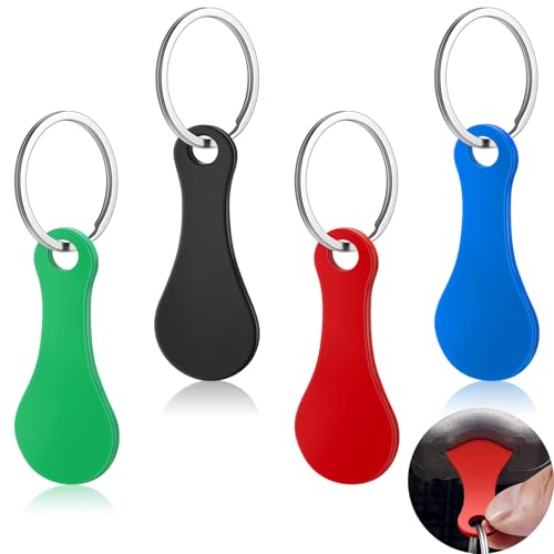 Image of Shimeyao 4 Pcs Portable Aluminum Alloy Keyring Shopping Cart Trolley Tokens Quarter Keychains Gift for Men Women Valentines