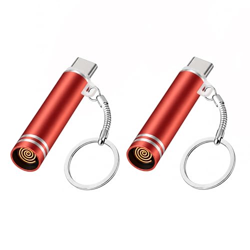 Blowing it II USB C Flameless Lighter for Phone Windproof Tungsten Coil Plug & Blow to Ignite ONLY for Type-C Smartphones (Not Compatible with Samsung) - Red 2 Pack