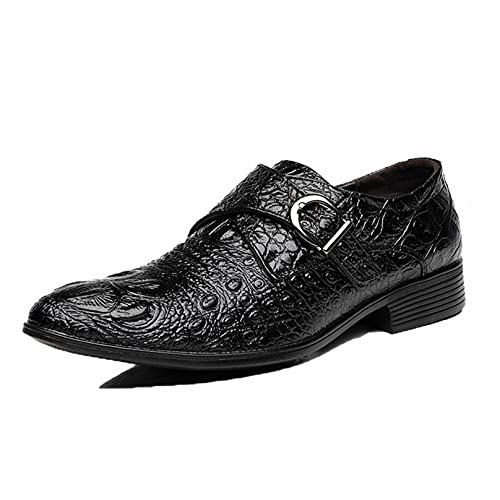 Zapatos Formales de Negocios para Hombre Impermeables Antideslizantes de Color sólido con Punta en Punta Zapatos Monje Zapatos de Cuero para Fiesta de Boda y Oficina Cover