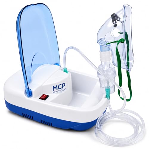 Image of MCP Healthcare Air Compressor Nebulizer | 6 Months Warranty | Complete Kit with Masks, Mouthpiece & Filters | With Low Noise & Storage for Adults & Kids (Blue & White)