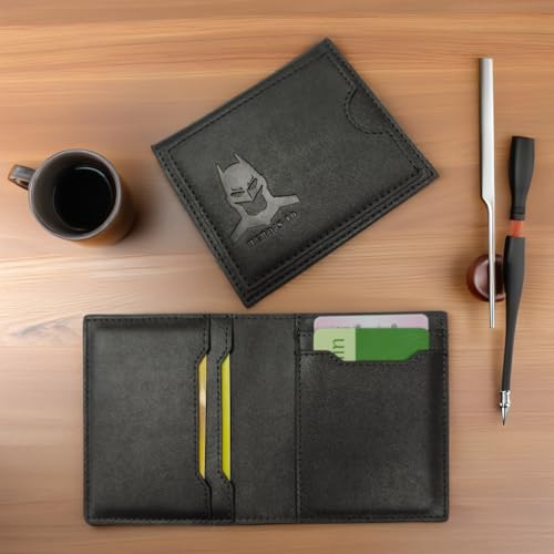 Leather Bat Wallet - Bifold wallet Man Woman, Superhero Mask - Slim Card Holder, Bat ID Heroic wallet- Unique Holiday Gift Birthday, Anniversary, for Dad, Husband, Boyfriend, Wife (Bifold Embossed)3
