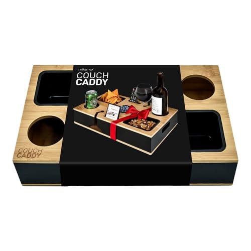 mikamax Couch Caddy - Sofa Organiser for Armrest - Convenient Storage for Sofa or Bed - Black