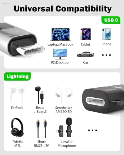 Image of REDWIND USB C to Light ing Audio /Mic Adapter Type-C Male to Female 8pin Earbuds Splitter Compatible with iPhone 17 /16 Pro /Plus /Pro Max 16e iPad Pro iPad Air 6 /5 MacBook Galaxy S25 /S20 One Plus
