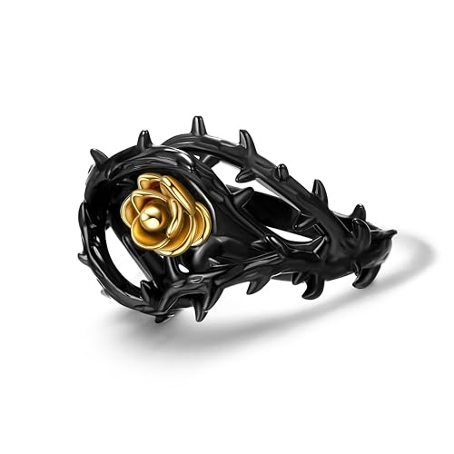 Bague gothique avec rose et épines idée cadeau vintage pour passionné punk