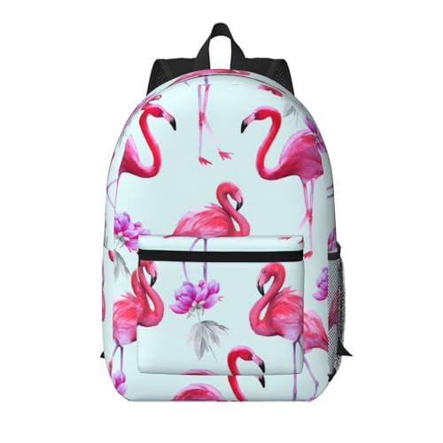 Sac à dos d'école léger noir EdWal avec imprimé flamants roses