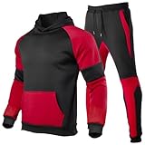 Genérico Chándal Hombre Completo Chandal Completo Hombre Deporte Sudadera Capucha Gym Conjunto Invierno Sweatshirt Moda 2#Rojo XL