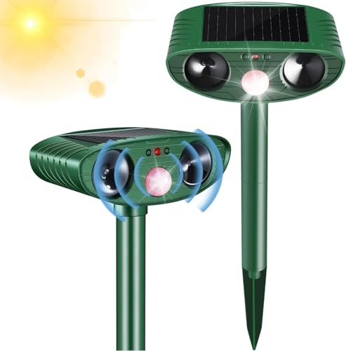 Professionnel Répulsif Chats,1pcs Répulsif Ultrasons Énergie Solaire Étanche pour Éloigner Répulsif Animaux Ultrasound Répulsif pour Chien, Chat, Lapins, Renards