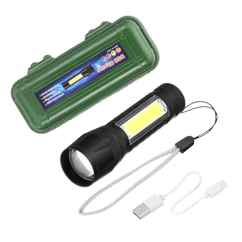 Lampe de poche à LED extensible PATIKIL rechargeable USB noire avec lanterne