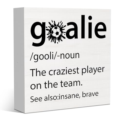 Goalie Sign Soccer Decor for Home Office Club Desk Table Funny Soccer Gifts for Goalkeeper Sporters...